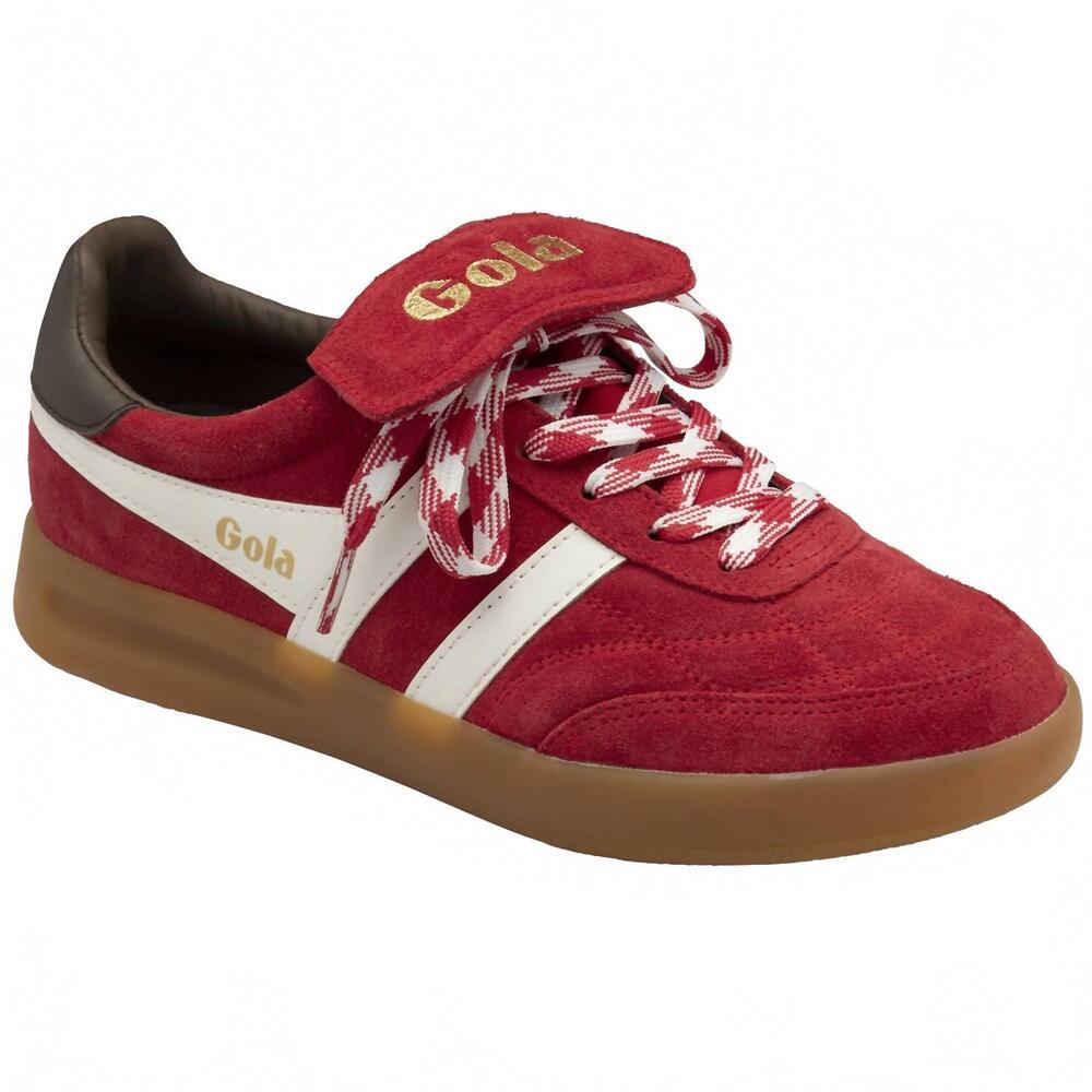 NEW GOLA women's stadia 86 trainer shoes in red/off white/brown/gum - Picture 2 of 4